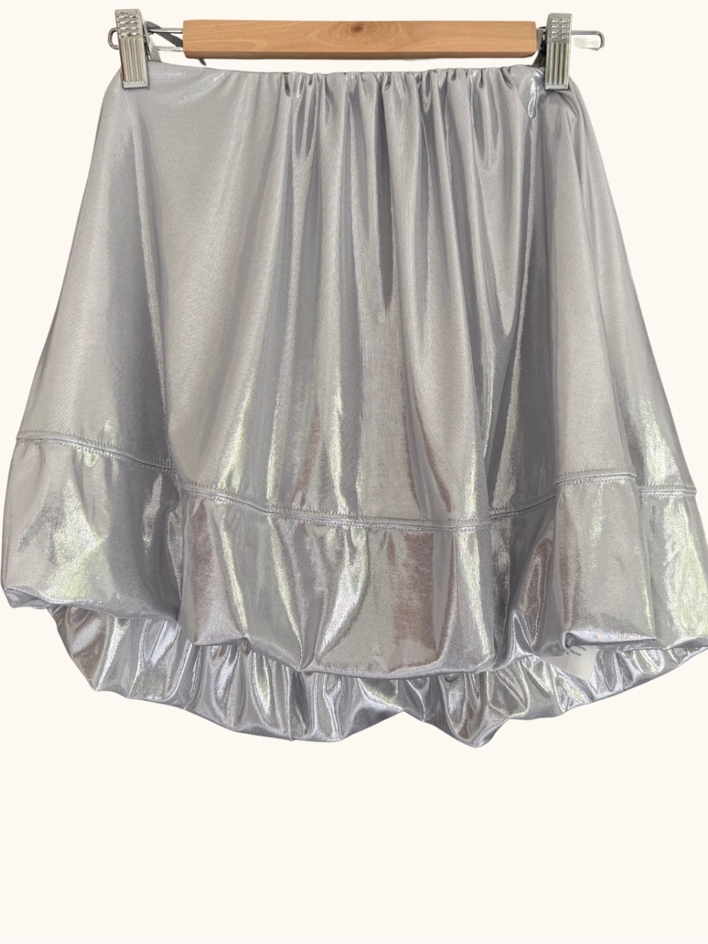 NWT Anthropologie Maeve Shine Metallic Silver Strapless Bubble Top Size M